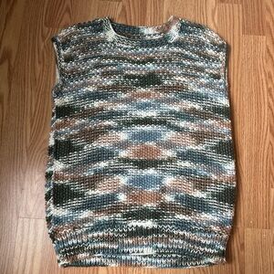 Knit Multicolor Sleeveless Sweater Vest